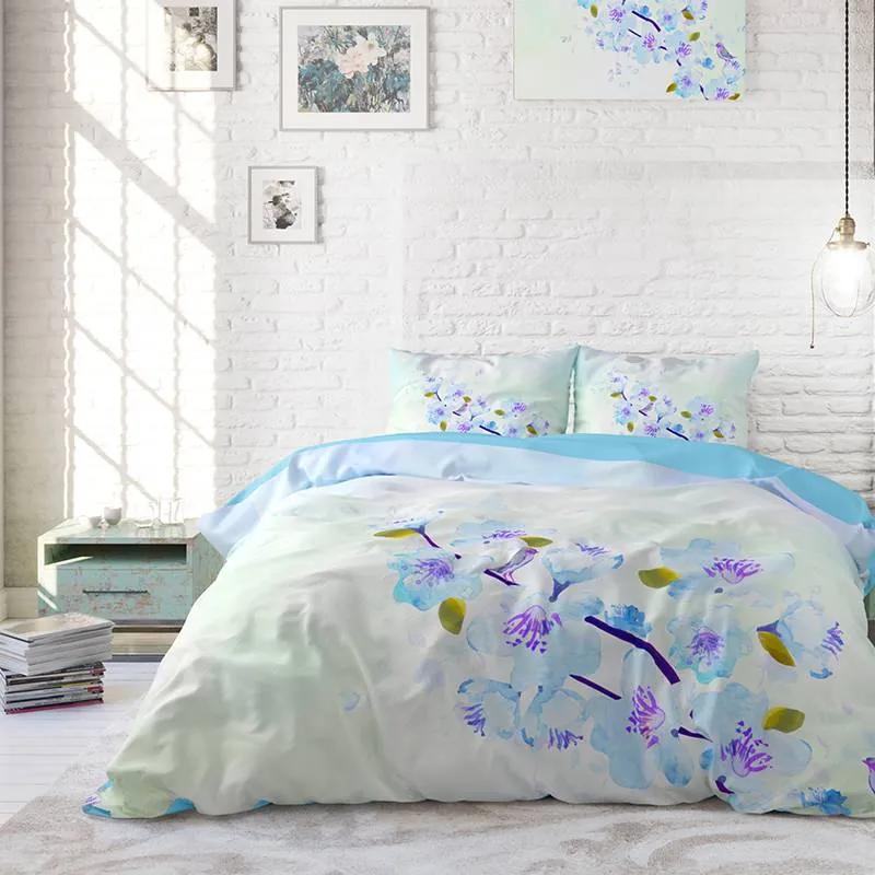 Sleeptime Elegance Sweet Flowers - Blauw Lits-jumeaux (240 x 220 cm + 2 kussenslopen) Dekbedovertrek