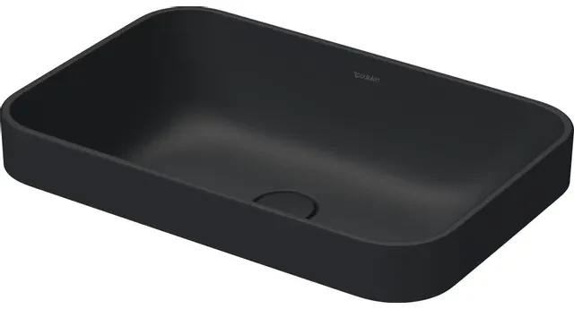 Duravit HappyD 2 Plus waskom rechthoekig zonder kraangat zonder overloop 60x40cm met keramische afdekkap mat antraciet 2359601300