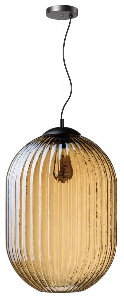 ETH Glamm Amber Sfeervolle Hanglamp Ribbel Amberglas 40 Cm