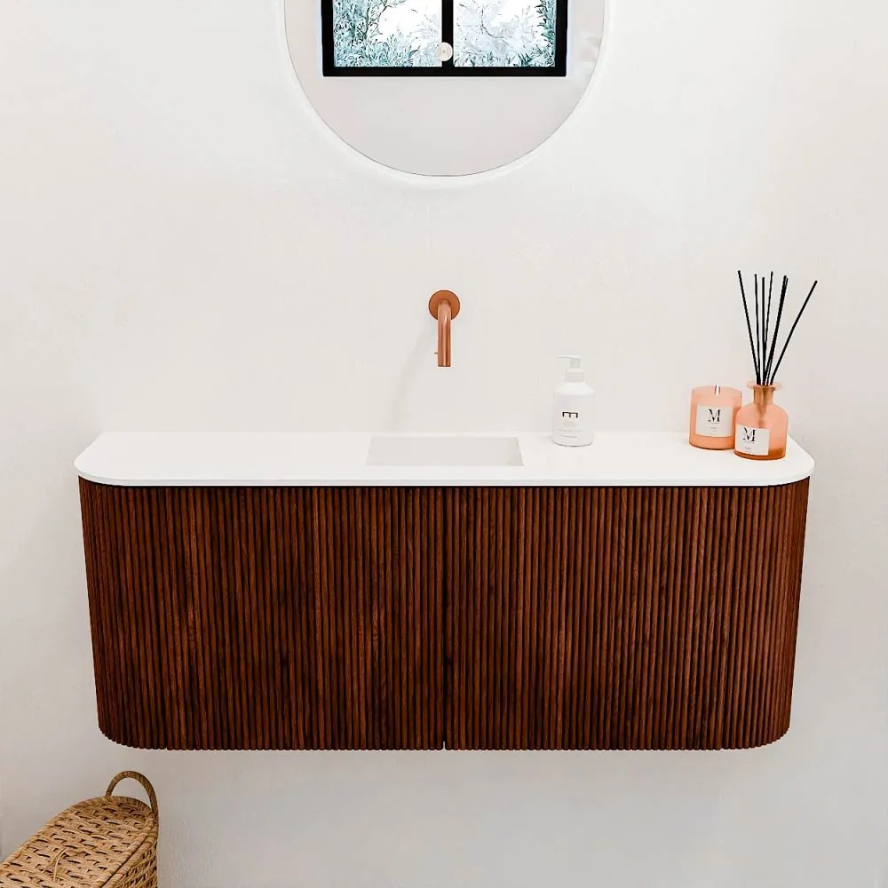 Mondiaz Joya 105cm toiletmeubel ronding links/rechts ruby met wastafel faye midden zonder kraangat talc