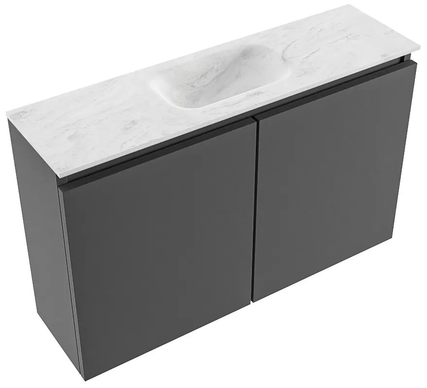 Mondiaz Ture DLux toiletmeubel 80cm dark grey met wastafel opalo midden zonder kraangat