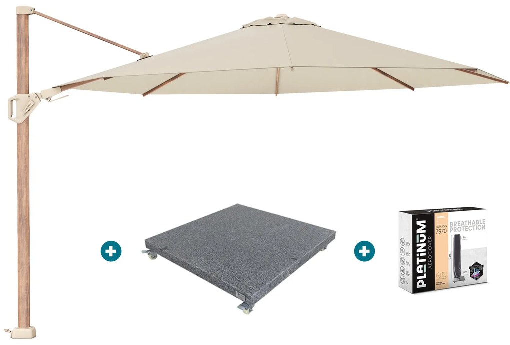 Platinum Challenger Premium T2 3.5 Rond - Champagne Teak met voet en hoes