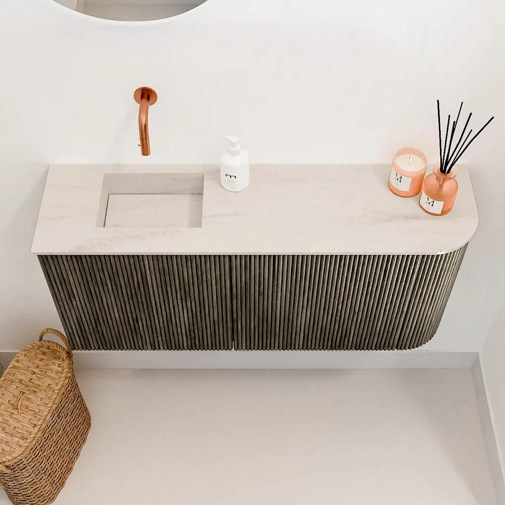 Mondiaz Joya DLux 90cm toiletmeubel ronding rechts shadow met wastafel faye links zonder kraangat meli