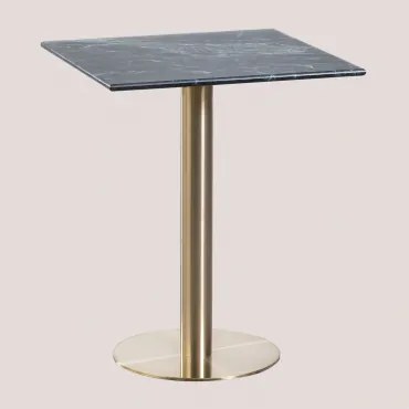 Cosmopolitan Vierkante Marmeren Bartafel Groen Marmer Big Flower & ↔︎ 60 Cm & Champagne Goud - Sklum