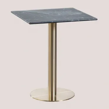 Vierkante Bartafel In Marmer Cosmopolitan Groen Marmer & ↔︎ 60 Cm & Champagne Goud - Sklum