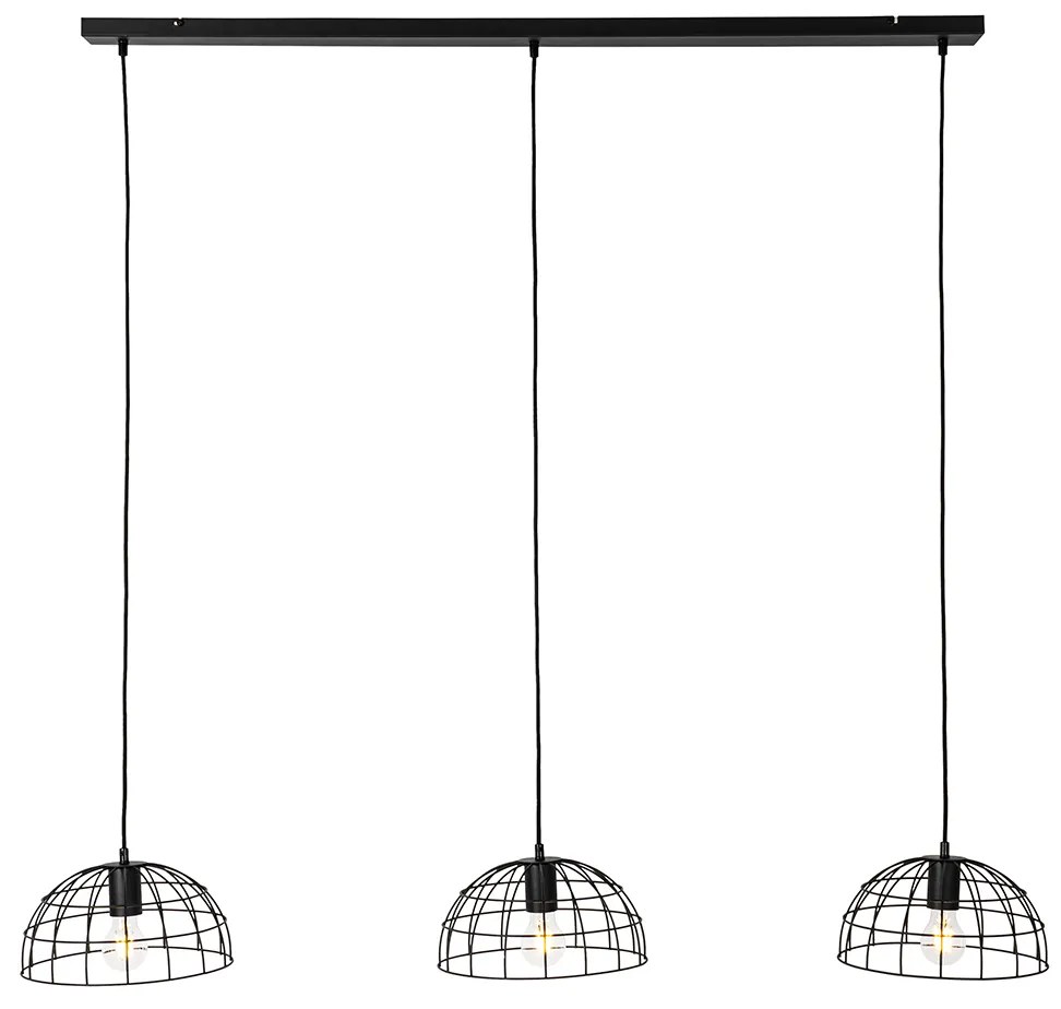 Industriële hanglamp zwart 3-lichts - Hanze