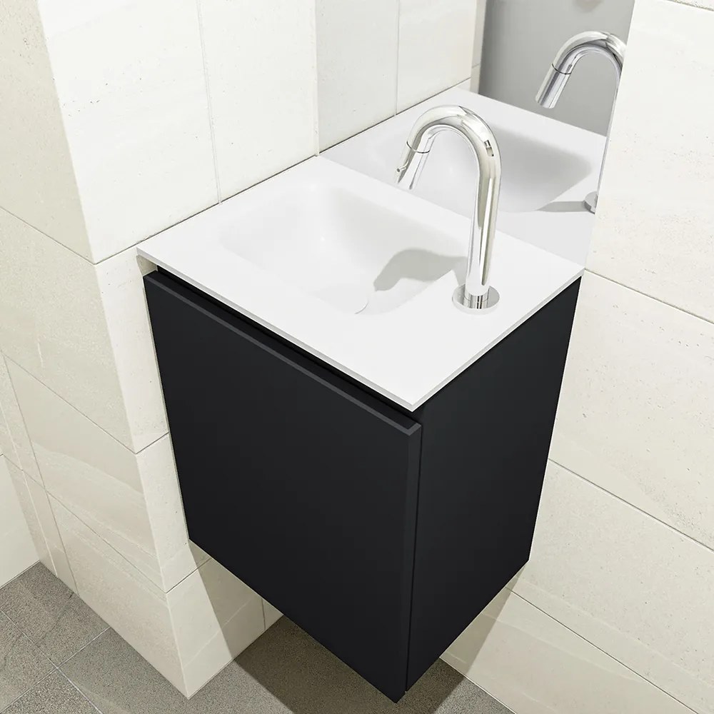 Mondiaz Olan 40cm toiletmeubel urban met wastafel talc links 1 kraangat