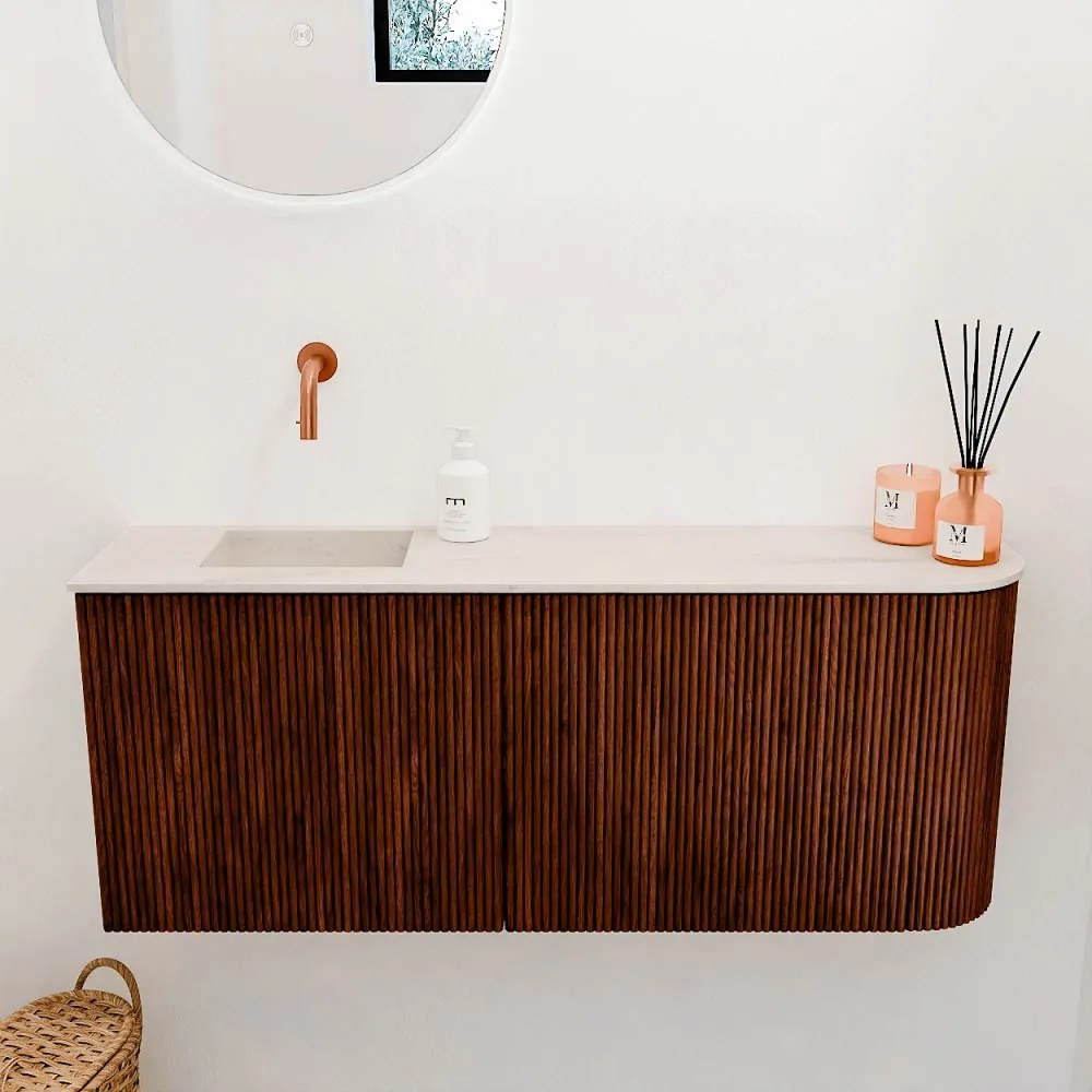 Mondiaz Joya DLux 100cm toiletmeubel ronding rechts ruby met wastafel faye links zonder kraangat meli