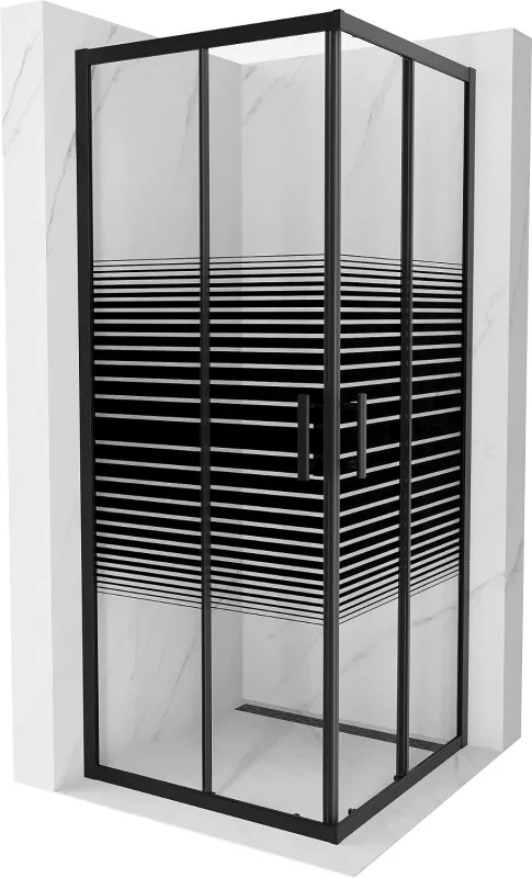 Mexen Rio vierkante douchecabine 80 x 80 cm, zwarte strepen, zwart - 860-080-080-70-20