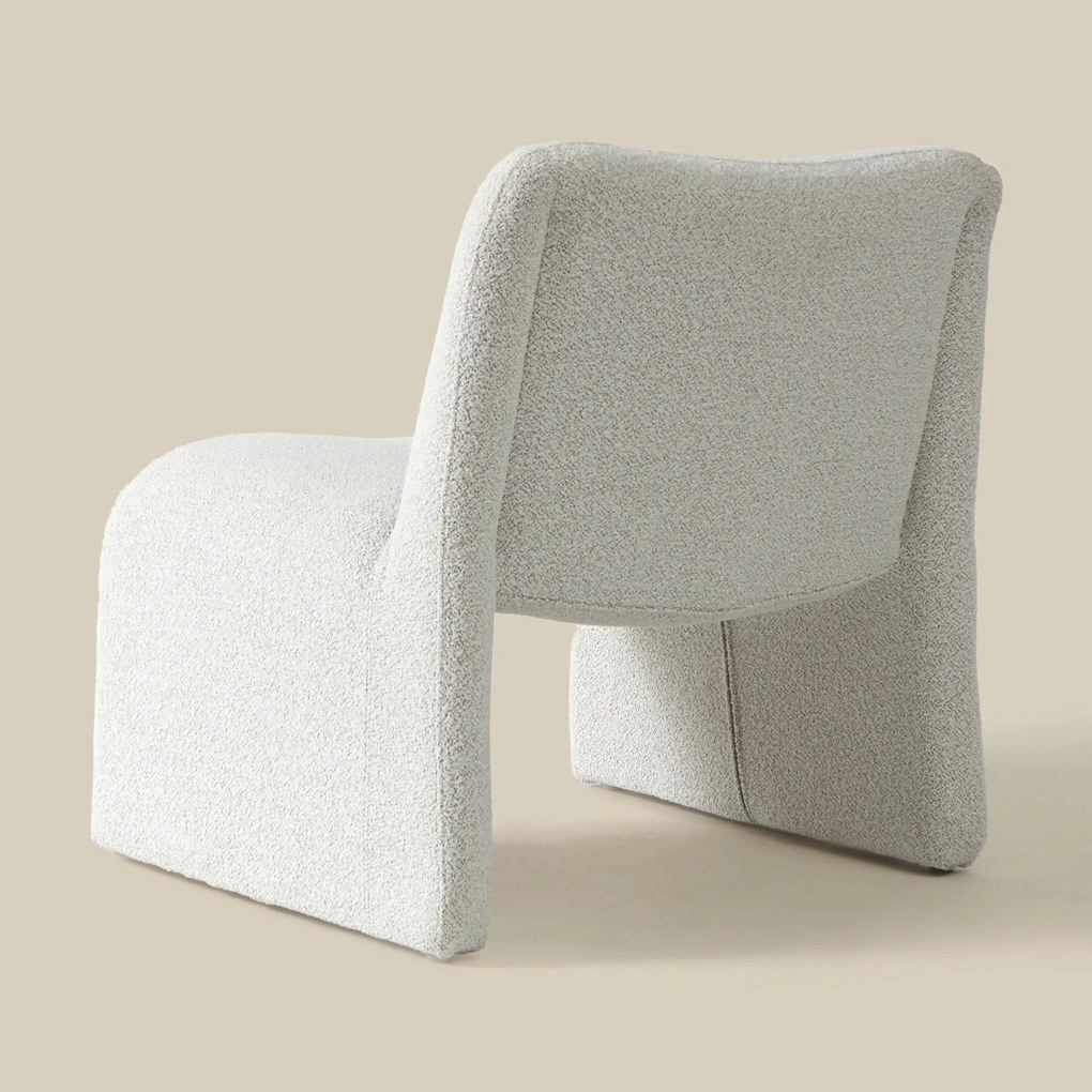 Gebogen Fauteuil Creme Stof