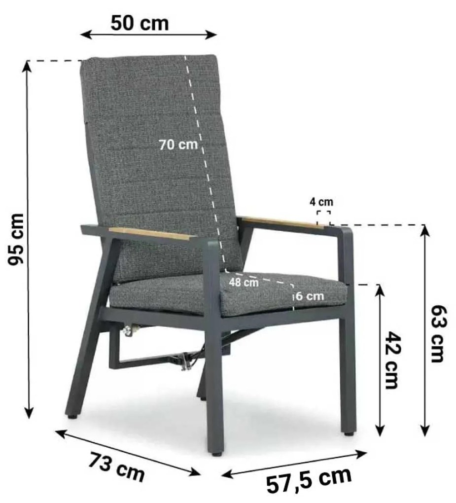Tuinset 6 personen 240 cm Aluminium/teak Grijs Lifestyle Garden Furniture Marseille/Borello