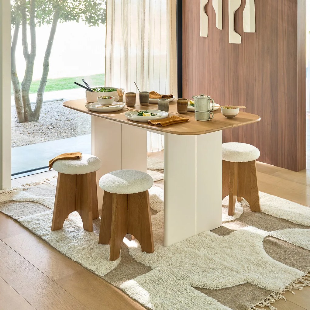 Consoletafel van twee materialen voor 2 tot 4 personen, Piana