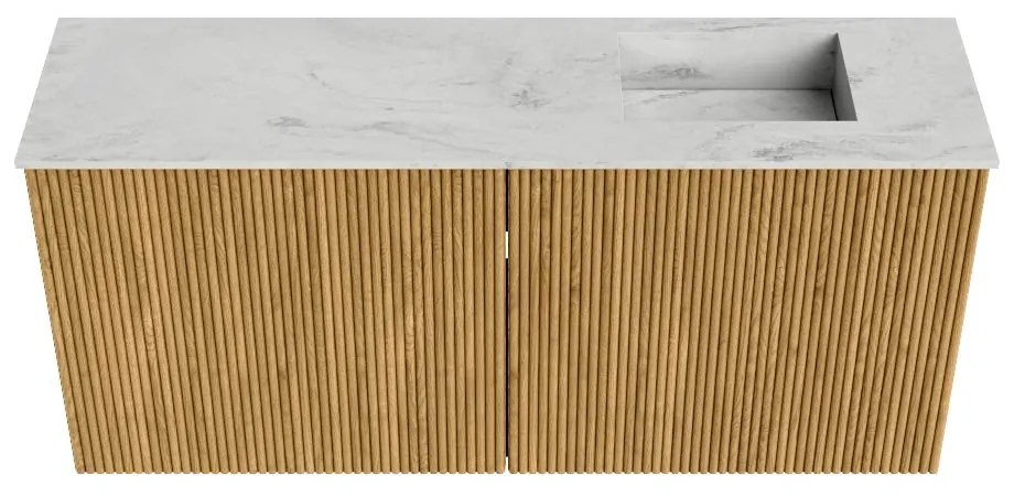 Mondiaz Joya DLux 90cm toiletmeubel oak met wastafel faye rechts zonder kraangat opalo