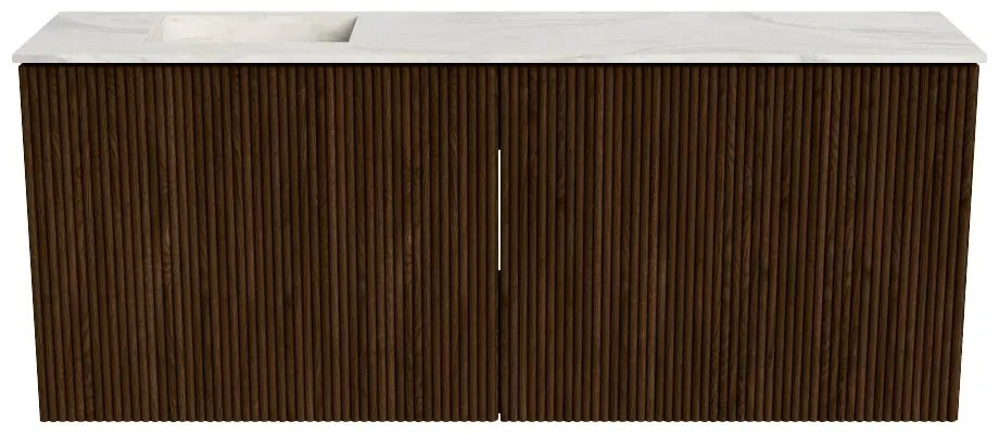 Mondiaz Joya DLux 100cm toiletmeubel walnut met wastafel faye links 1 kraangat ostra