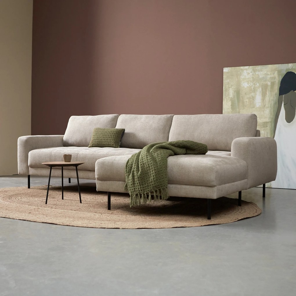 PEPP Interiors Oreo Beige Bank Hoge Poot Chaiselongue Rechts
