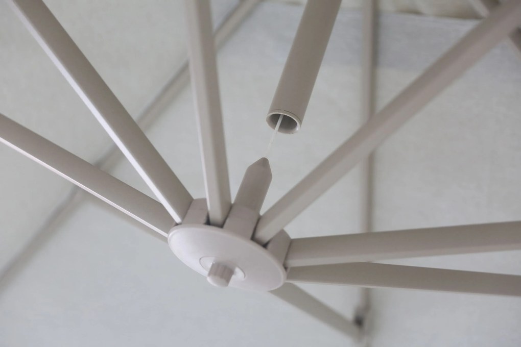 Zweefparasol 3x3m S2 Excellent (excl. voet) Taupe-naturel-bruin Camello Luna