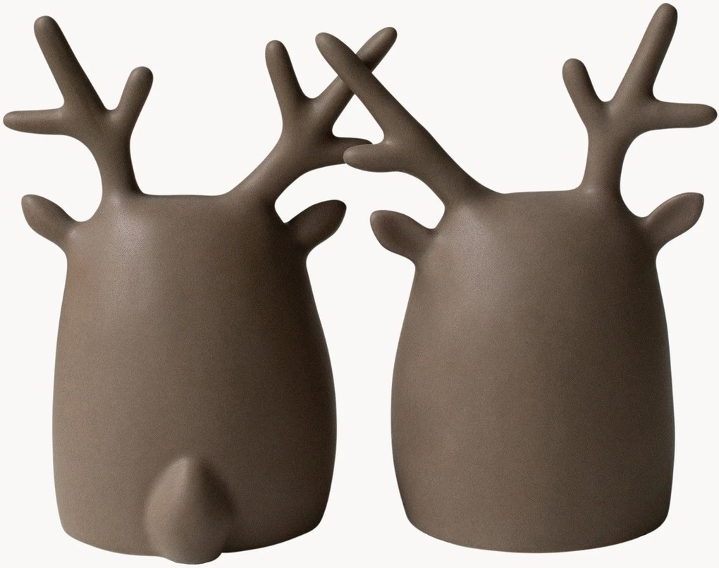 Kerstdecoratieobjecten Deer Twins van keramiek, 2-delig