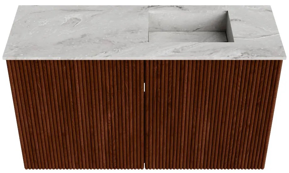 Mondiaz Joya DLux 70cm toiletmeubel ruby met wastafel faye rechts zonder kraangat glace