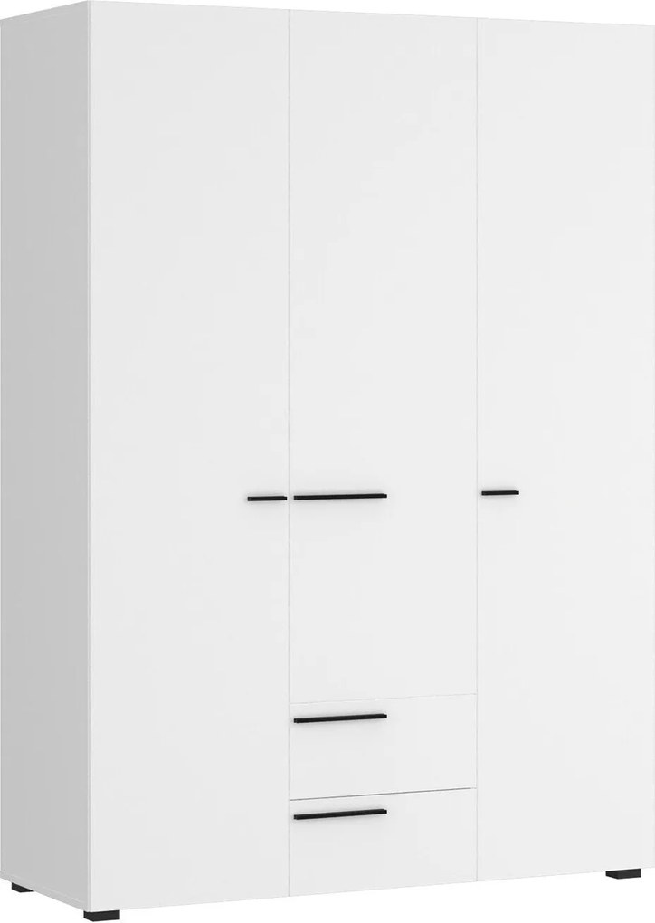Kledingkast Vensale 106, Wit, 195x135x60cm, 135 kg, Kledingkast deuren: Met scharnieren
