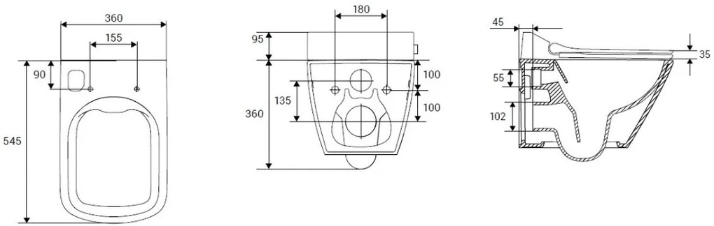 Plazan Genera Comfort Square douche wc randloos met softclose zitting