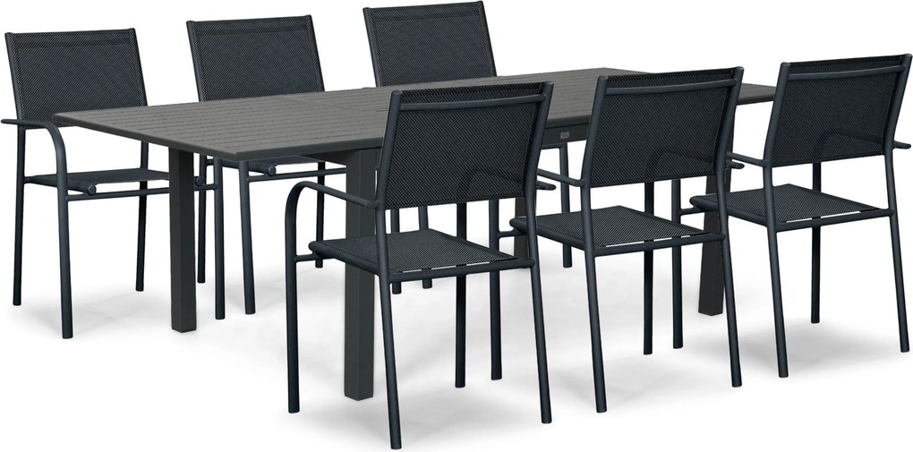 Tuinset 6 personen 160 cm Aluminium Grijs Presto Brentino/Arvento