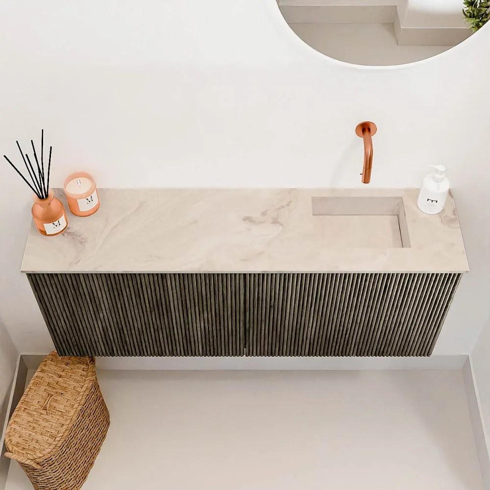Mondiaz Joya DLux 100cm toiletmeubel shadow met wastafel faye rechts zonder kraangat frappe