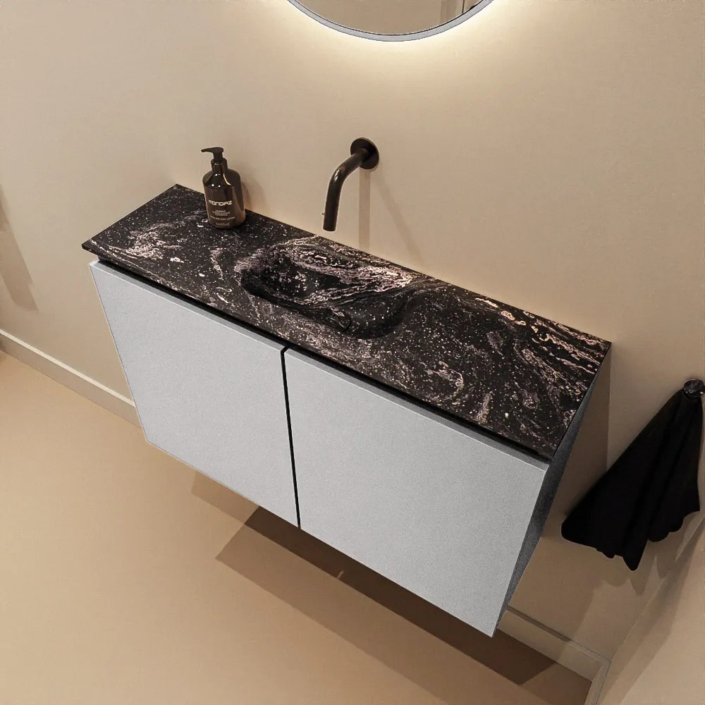 Mondiaz Ture DLux toiletmeubel 80cm plata met wastafel lava midden zonder kraangat