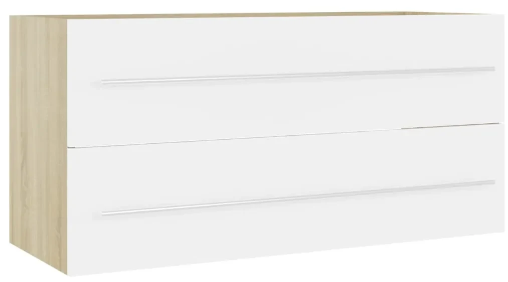 vidaXL Wastafelkast 100x38,5x48 cm spaanplaat wit sonoma eikenkleurig