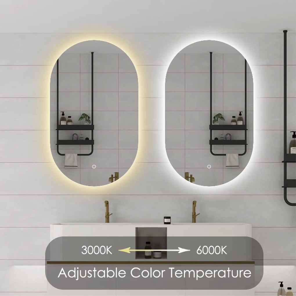 Badkamerspiegel Lina Ovaal 80x40CM | LED | Condensvrij