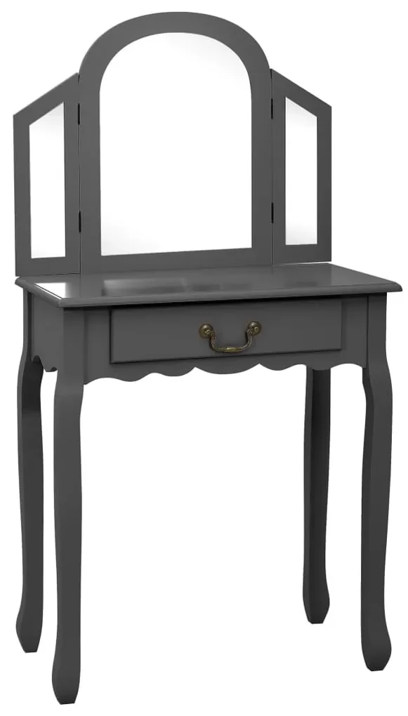 vidaXL Kaptafel met kruk 65x36x128 cm paulowniahout MDF grijs