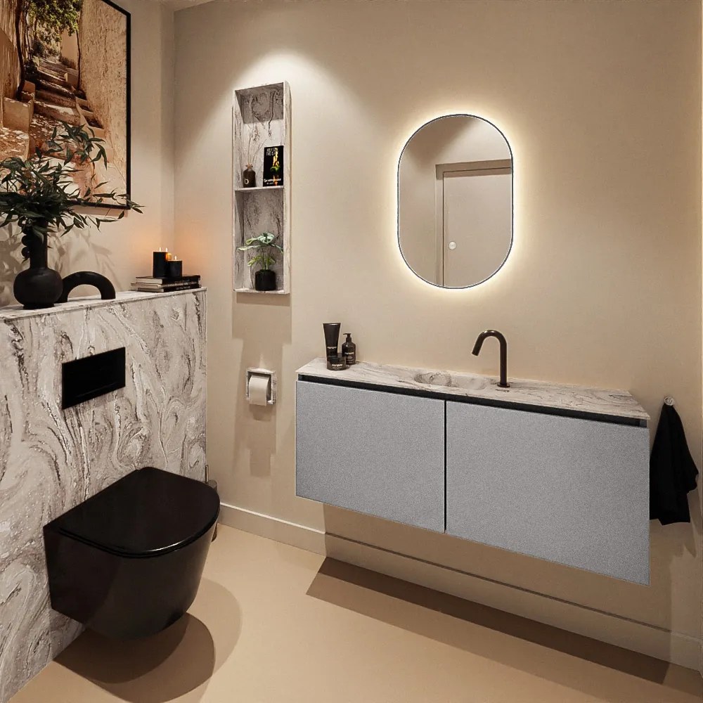 Mondiaz Ture DLux toiletmeubel 120cm plata met wastafel glace midden met kraangat