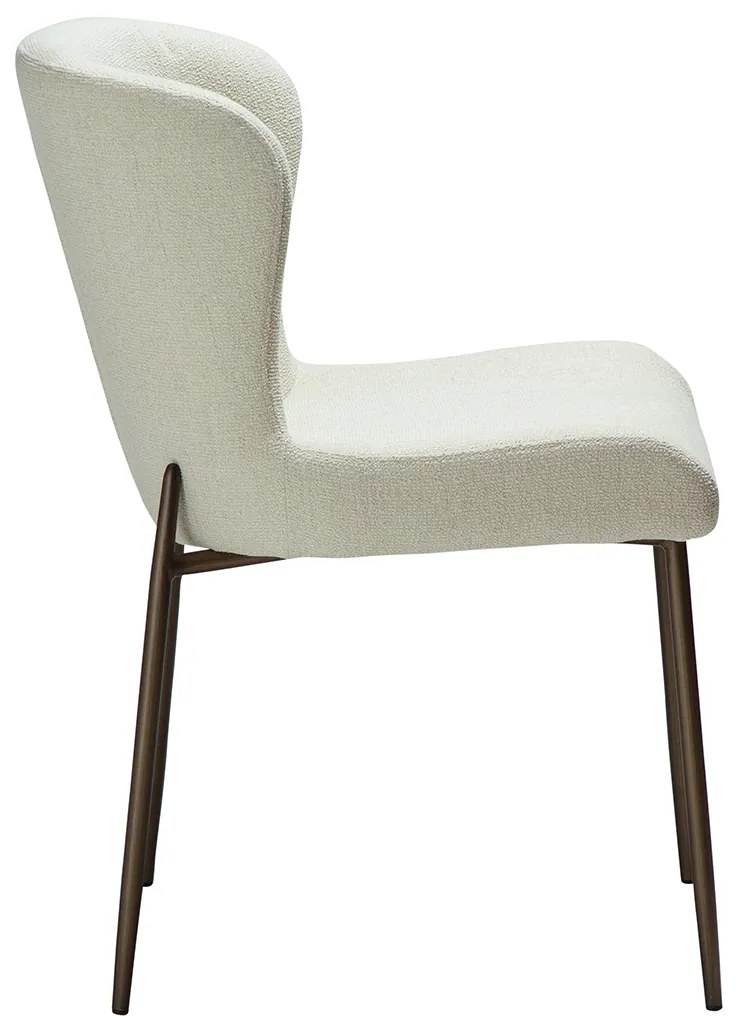 Dan-Form Glam Luxe Eetkamerstoel Boucle Wit En Antique Brass