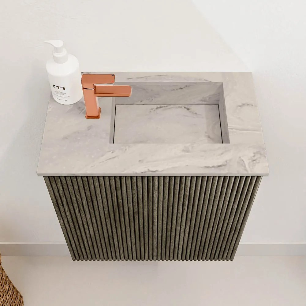 Mondiaz Joya DLux 40cm toiletmeubel shadow met wastafel faye rechts 1 kraangat glace