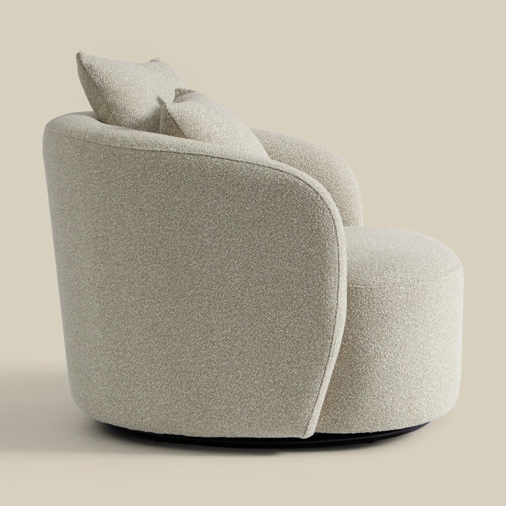 Grote Fauteuil Rond Met Kussens Beige