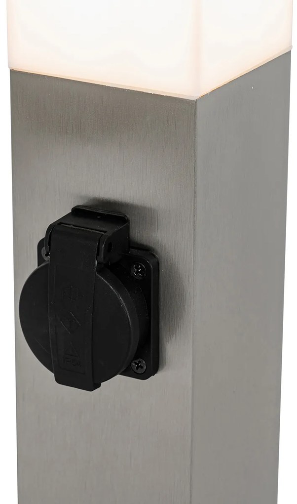 Moderne buitenlamp 45 cm staal met stopcontact IP44 - Malios Design, Modern E27 IP44 Buitenverlichting