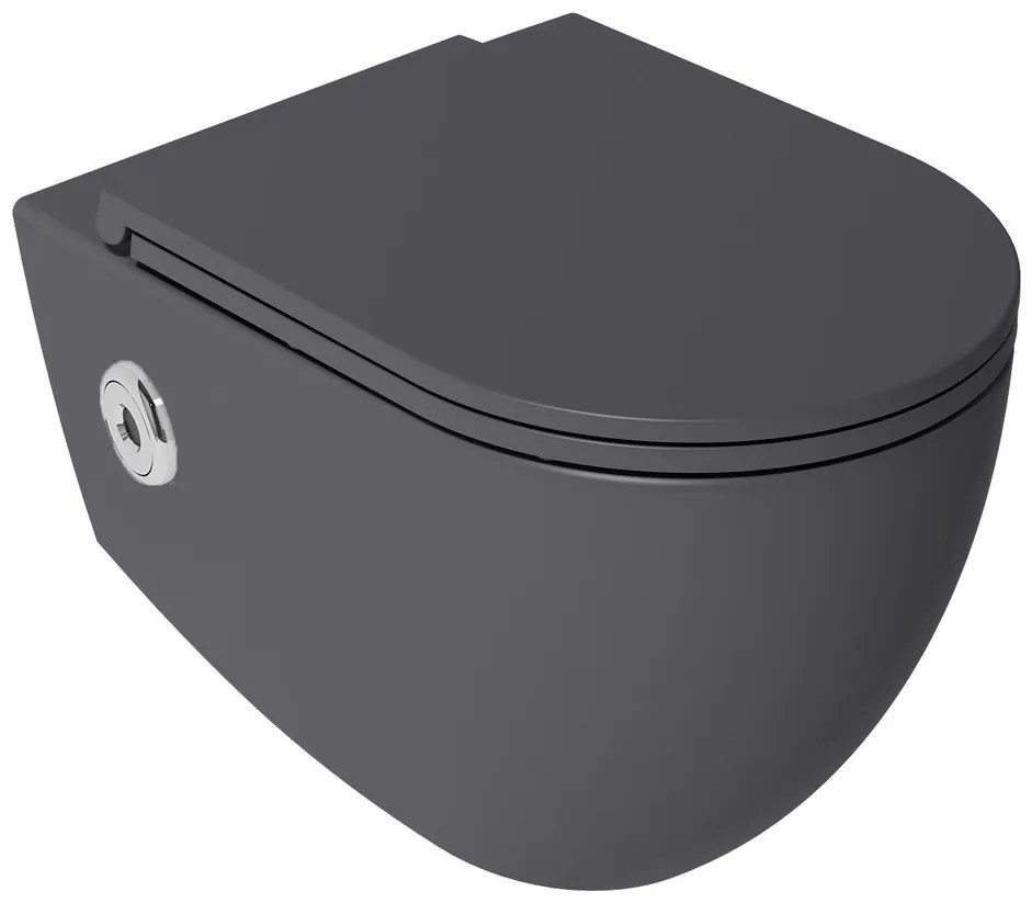 Isvea Infinity toiletpot met bidet en sensor randloos antraciet