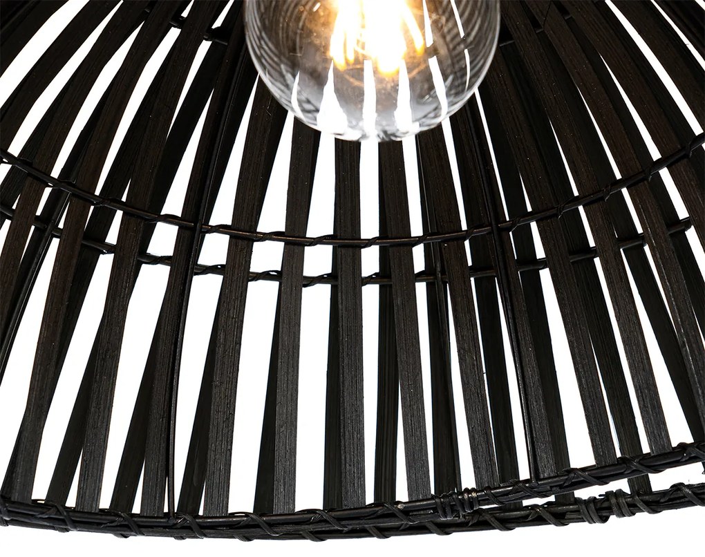 Oosterse booglamp met kap zwart bamboe - Pua