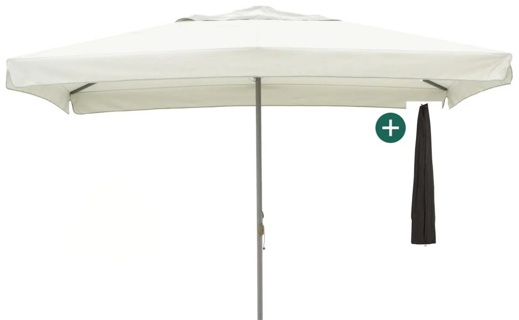 + 15% kassakorting | Parasol Shadowline Bonaire | Inclusief hoes | Rechthoekig | 400x300cm | Met katrol | Grijs/Antraciet  | Kees Smit Tuinmeubelen