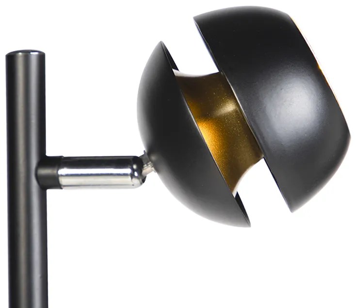 Moderne vloerlamp 3-lichts zwart met gouden binnenkant - Buell Deluxe