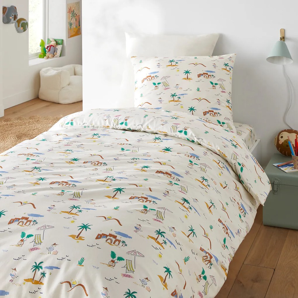 Bedset in 50% gerecycled katoen met vierkante kussensloop Jadida