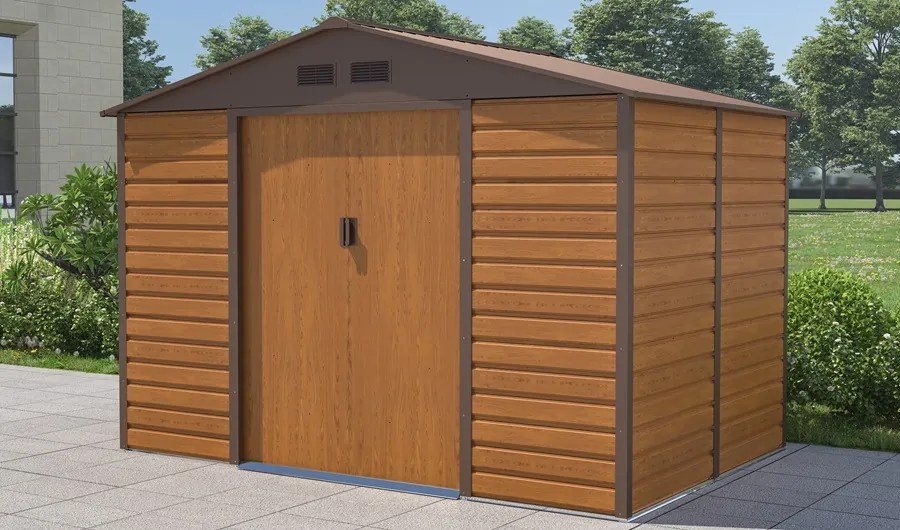 Lahti metalen gereedschapshuis 2,8 x 1,9 m Winkel Boss houtachtig