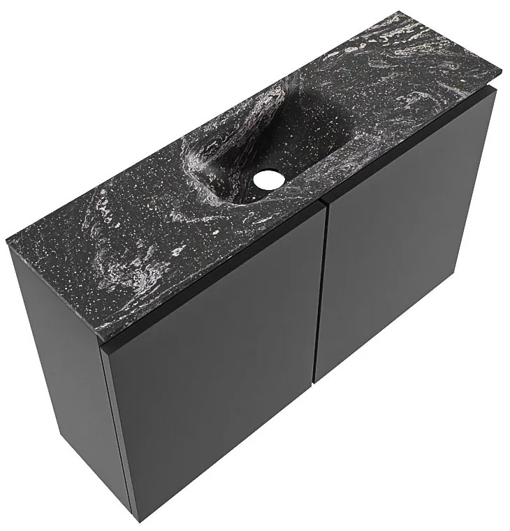 Mondiaz Ture DLux toiletmeubel 80cm dark grey met wastafel lava midden zonder kraangat