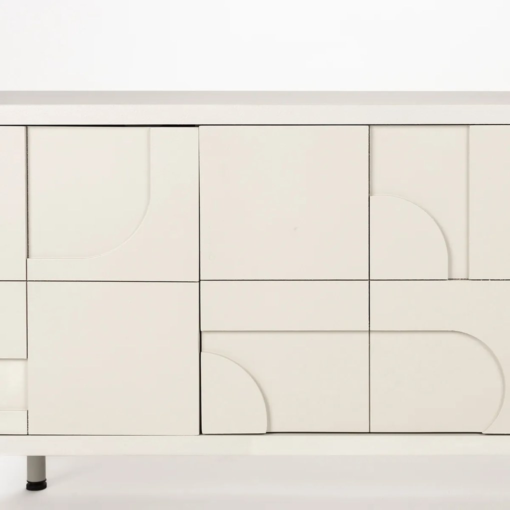 Beige Dressoir Met Relief Vormen - 120x40x55cm.