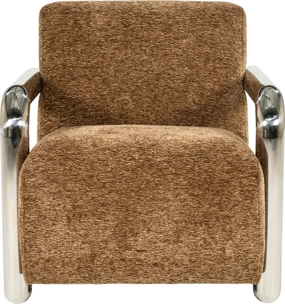 Fauteuil Chromen Armen Bruin