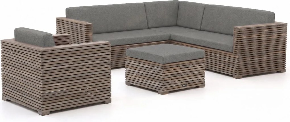 + 15% kassakorting | Hoek loungeset ROUGH  | 6 personen | Loungeset Old Teak Greywash | Hoekbank Teakhout | Kees Smit Tuinmeubelen