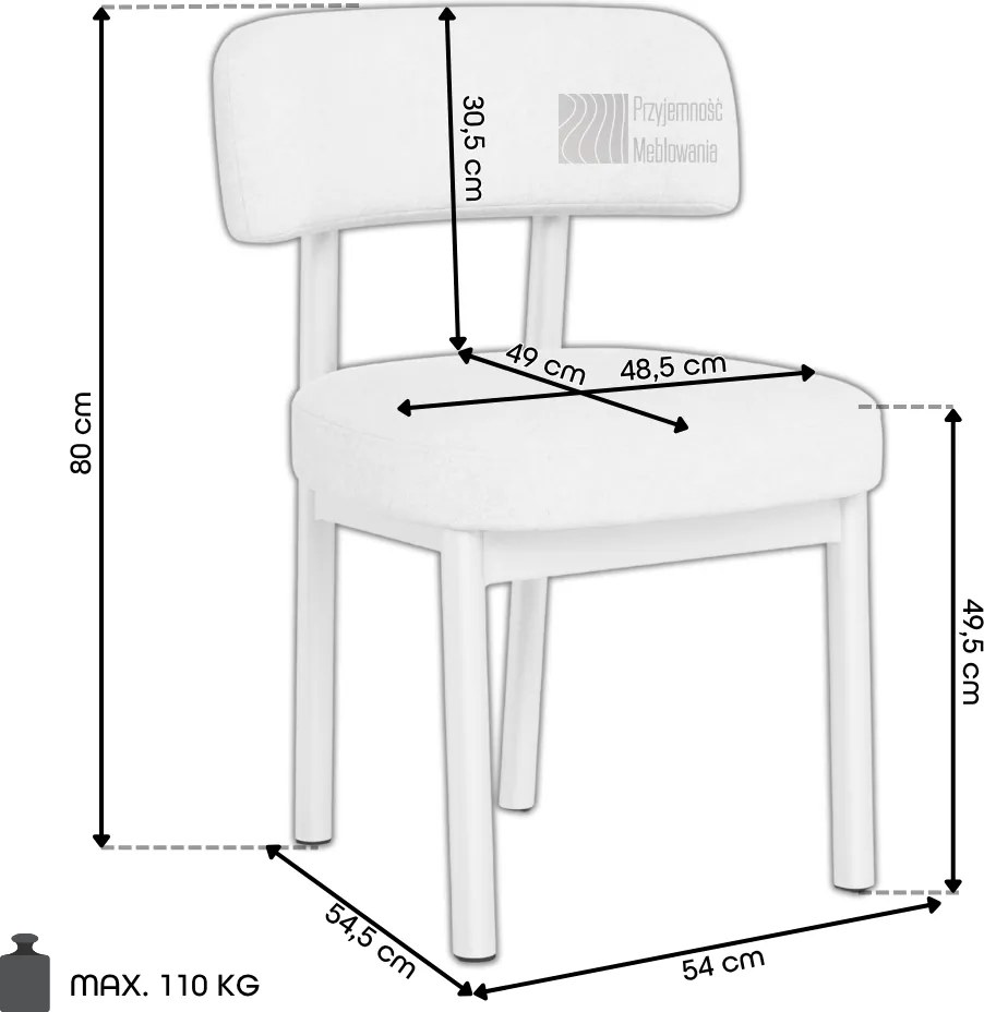 Mazzoni TORAY Beige (stof Apia 453)/eiken naturel onderstel - GESTOFFEERDE EETKAMERSTOEL VOOR KEUKEN/EETKAMER