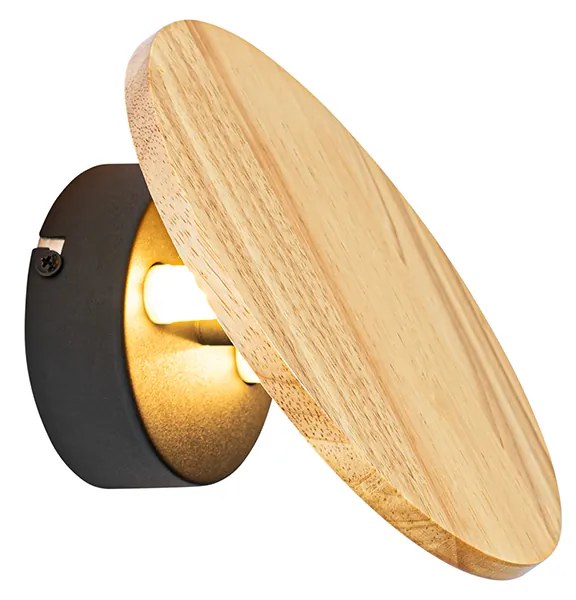 Landelijk wandlamp hout rond kantelbaar - Pulley Landelijk, Design G9 Binnenverlichting Lamp