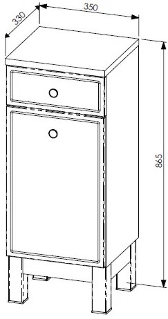 Comad Samoa 810 FSC kleine staande kolomkast 35x33x87cm eiken/wit