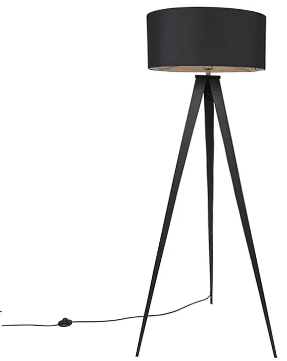 Moderne vloerlamp zwart met zwarte kap - Ilse Modern E27 Binnenverlichting Lamp