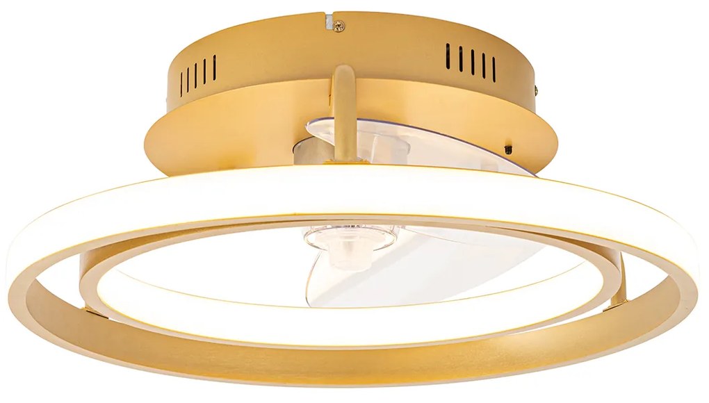 Plafondventilator goud 46.5cm incl. LED met afstandsbediening - Kees